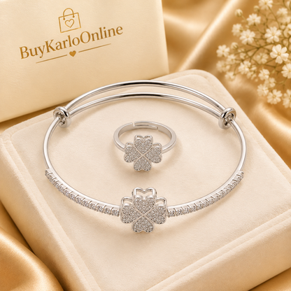 Gold & Silver Ring and Bangle Set