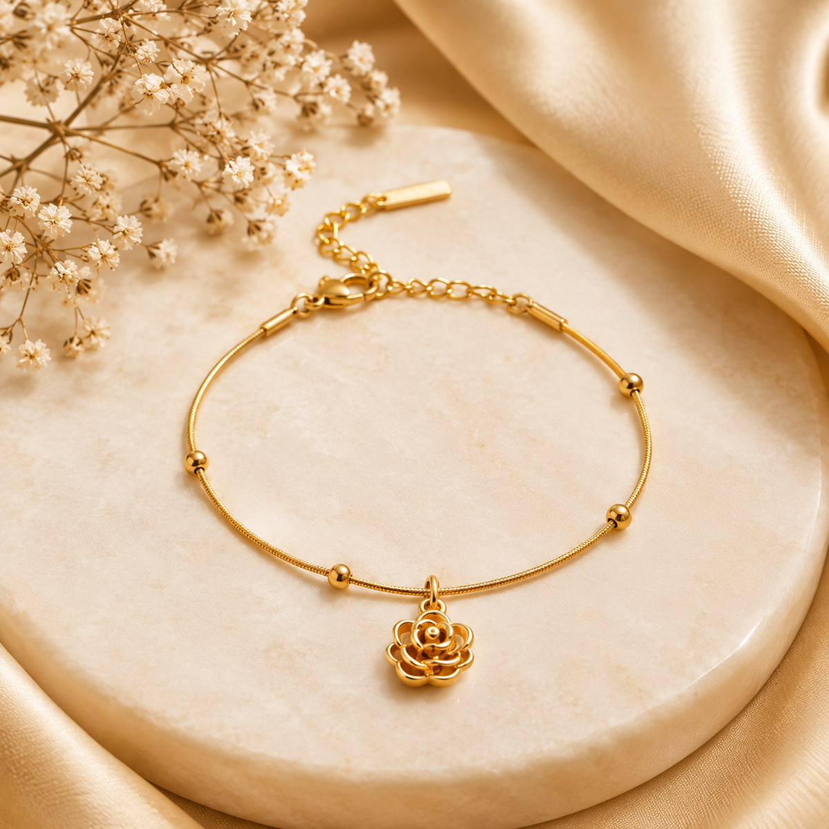 Stainless Steel Rose Bracelet