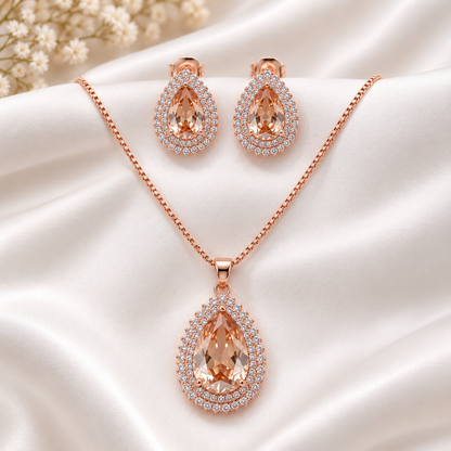 Zircon Locket & Earrings Set