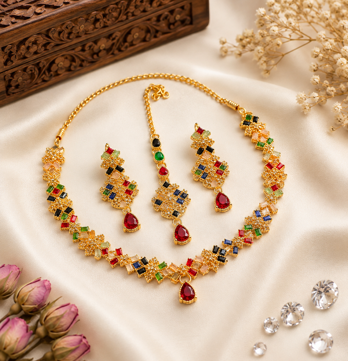 New Stylish Full Zircon Necklace Set