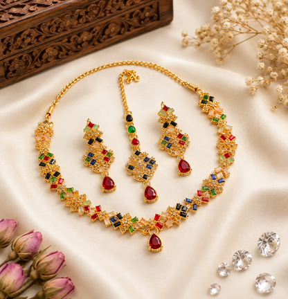 New Stylish Full Zircon Necklace Set
