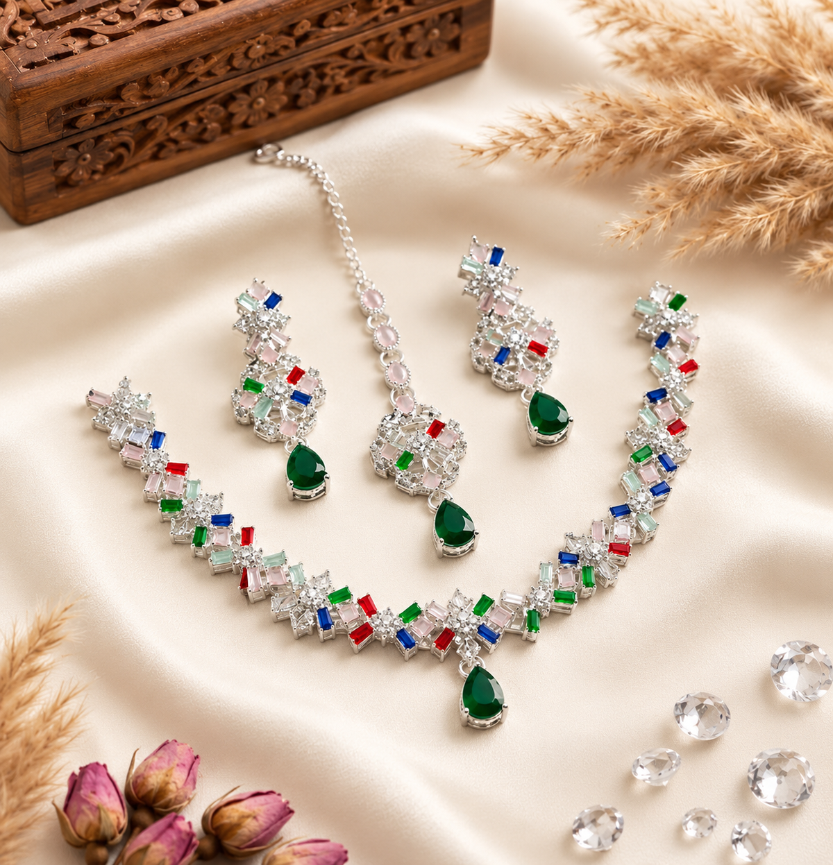New Stylish Full Zircon Necklace Set