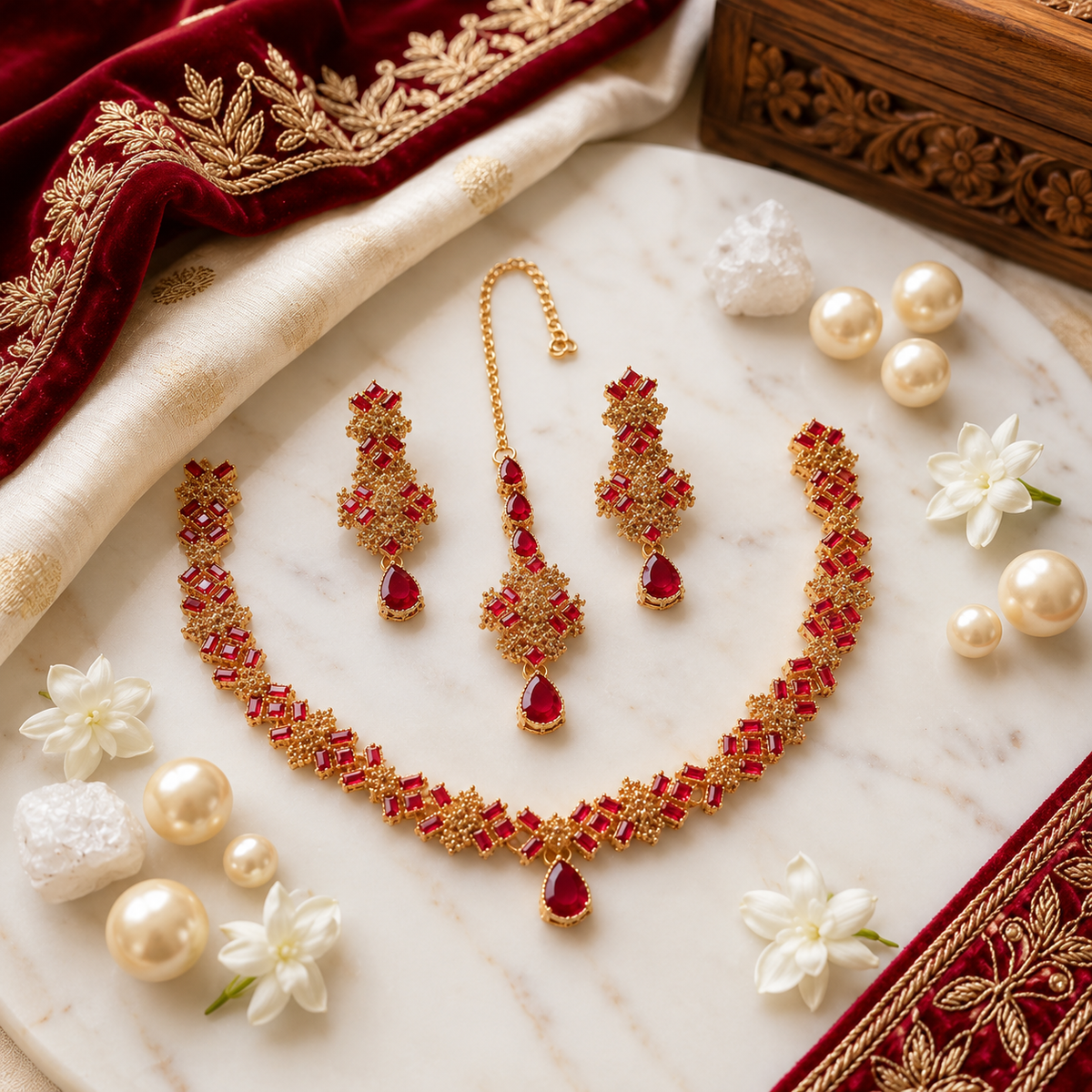 New Stylish Full Zircon Necklace Set