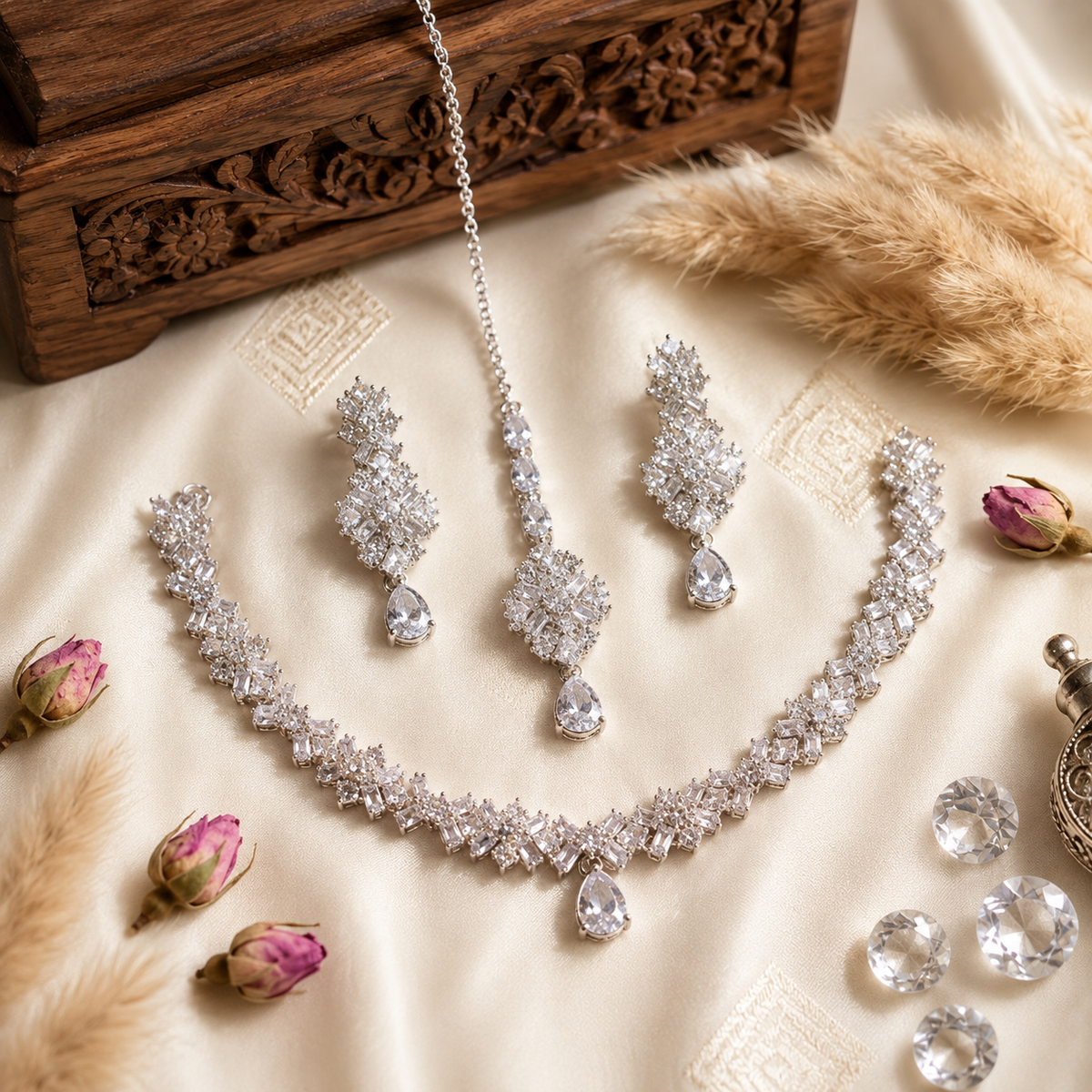 New Stylish Full Zircon Necklace Set