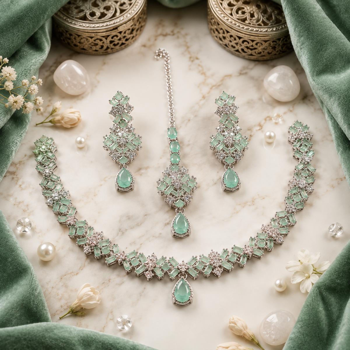 New Stylish Full Zircon Necklace Set