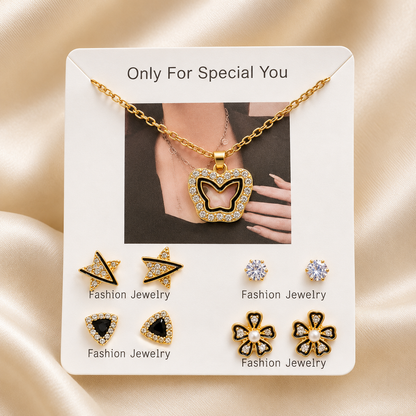 Locket with 4 Pairs of Studs Set