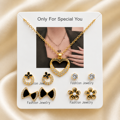 Locket with 4 Pairs of Studs Set