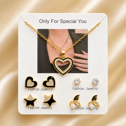 Locket with 4 Pairs of Studs Set