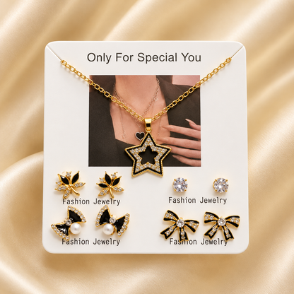 Locket with 4 Pairs of Studs Set