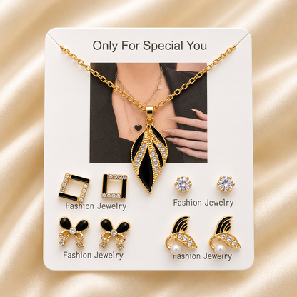 Locket with 4 Pairs of Studs Set