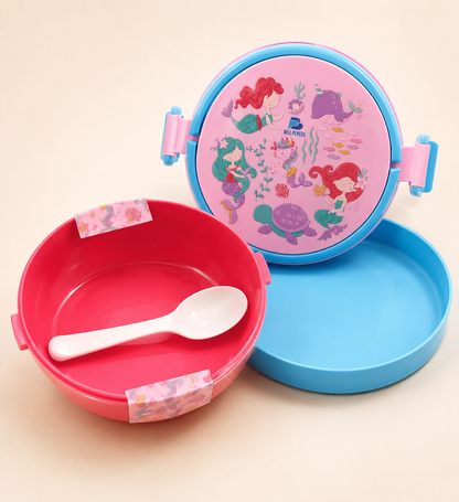 Round Shape Lunch Box with Inner Plate & Spoon