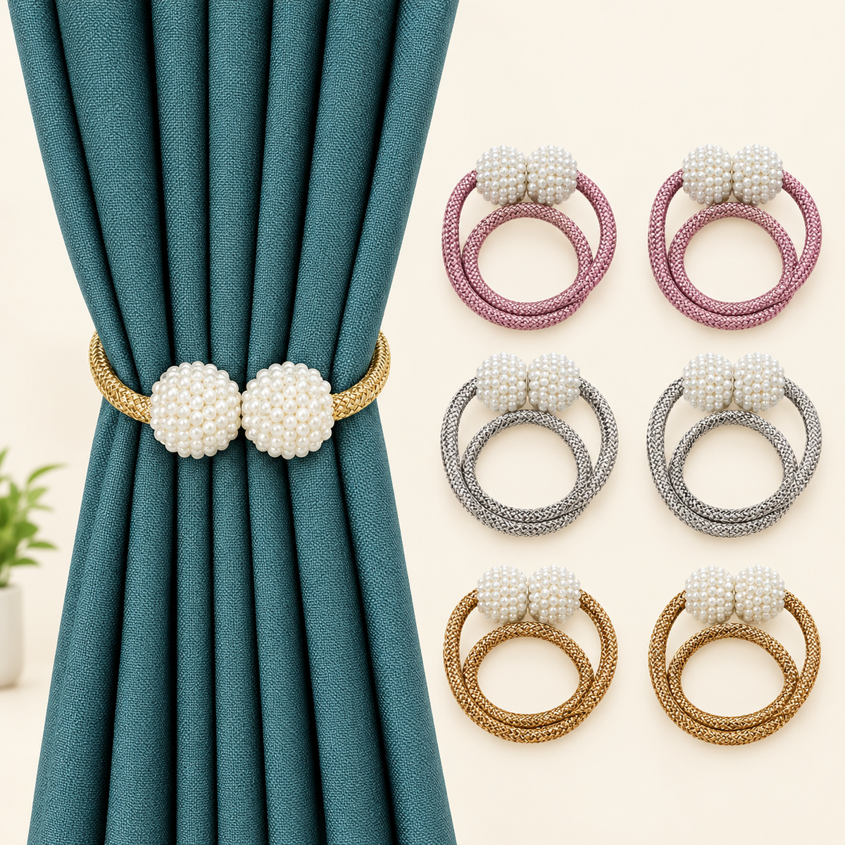 2-Pcs Magnetic Curtain Tiebacks