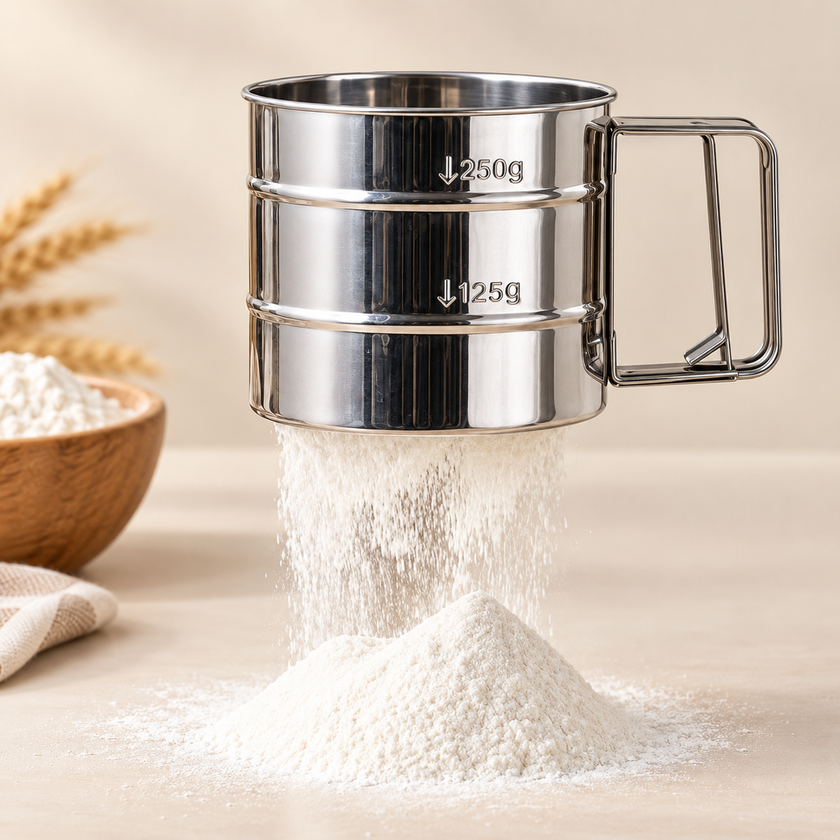 Stainless Steel Hand-Held Flour Sifter Cup