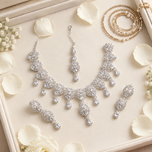 New Stylish Full Zircon Necklace Set