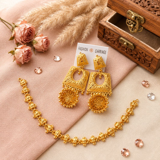 New Stylish Indian Jhumki & Necklace Set