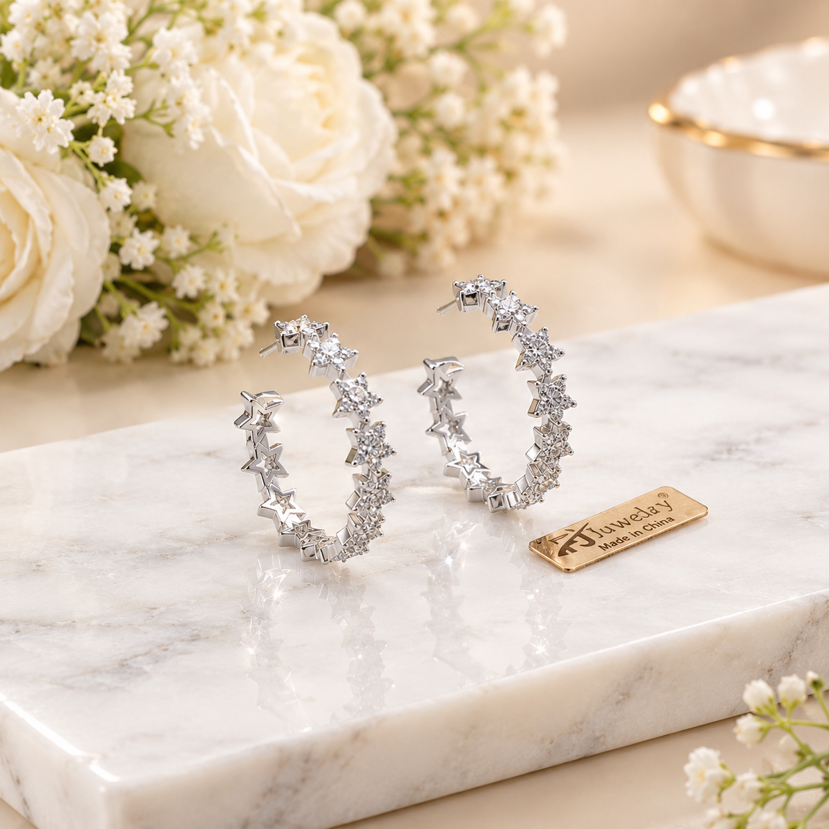 New Fancy Gold Plated Zircon Earrings