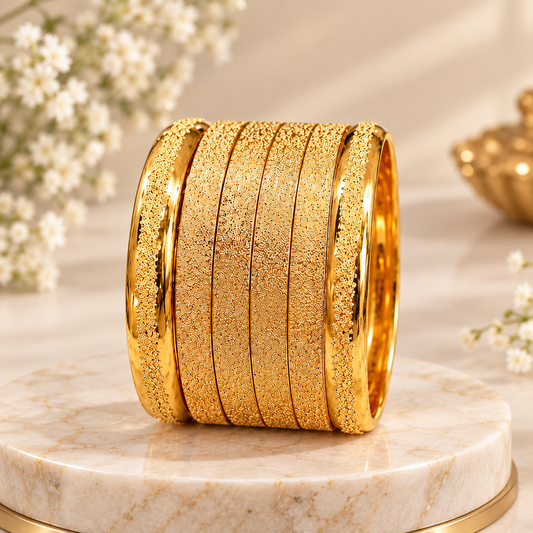 New Fancy Gold Plated Bangles Set – 6 Piece