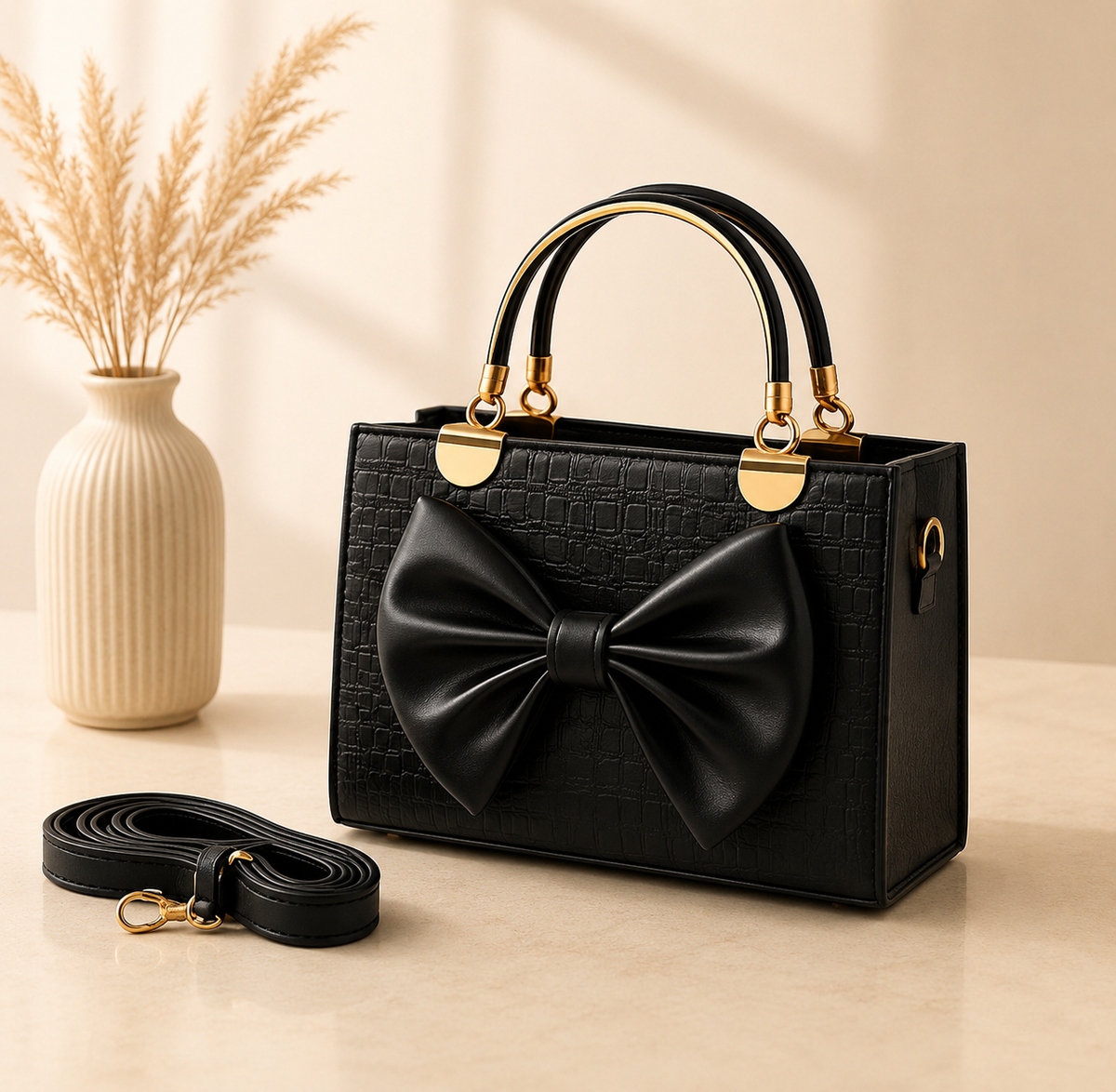 Bow Style Croc Crossbody Bag