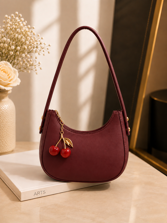Moon Style Crossbody Bag with Cherry Keychain