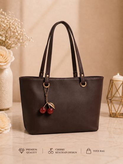Tote Bag with Cherry Keychain