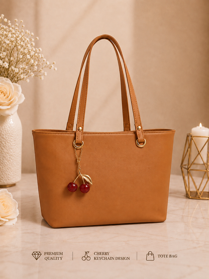 Tote Bag with Cherry Keychain