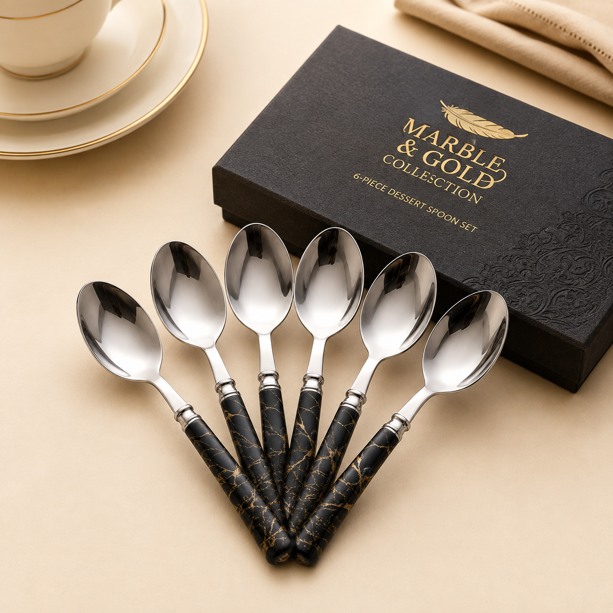 4-Piece Marble Design Spoon Set
