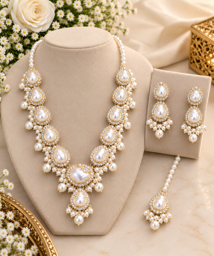 New Stylish Turkish Pearl Gajra Necklace Set