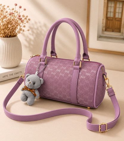 Min Min High Quality Duffle Bag with Teddy Bear Keychain