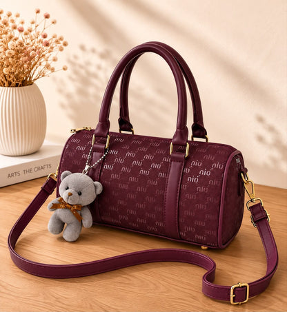 Min Min High Quality Duffle Bag with Teddy Bear Keychain