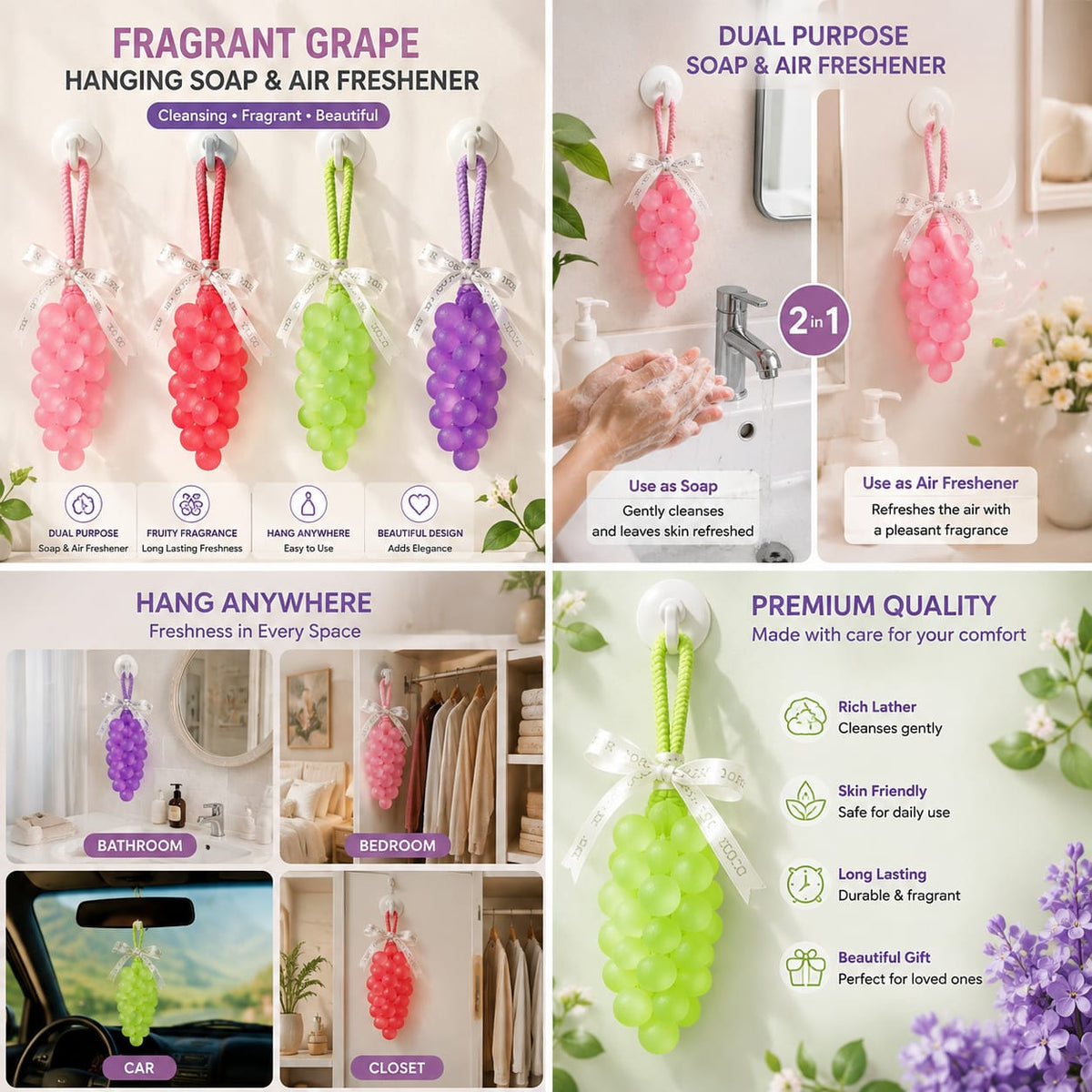 Fragrant Grape Soap & Air Freshener – Dual Purpose