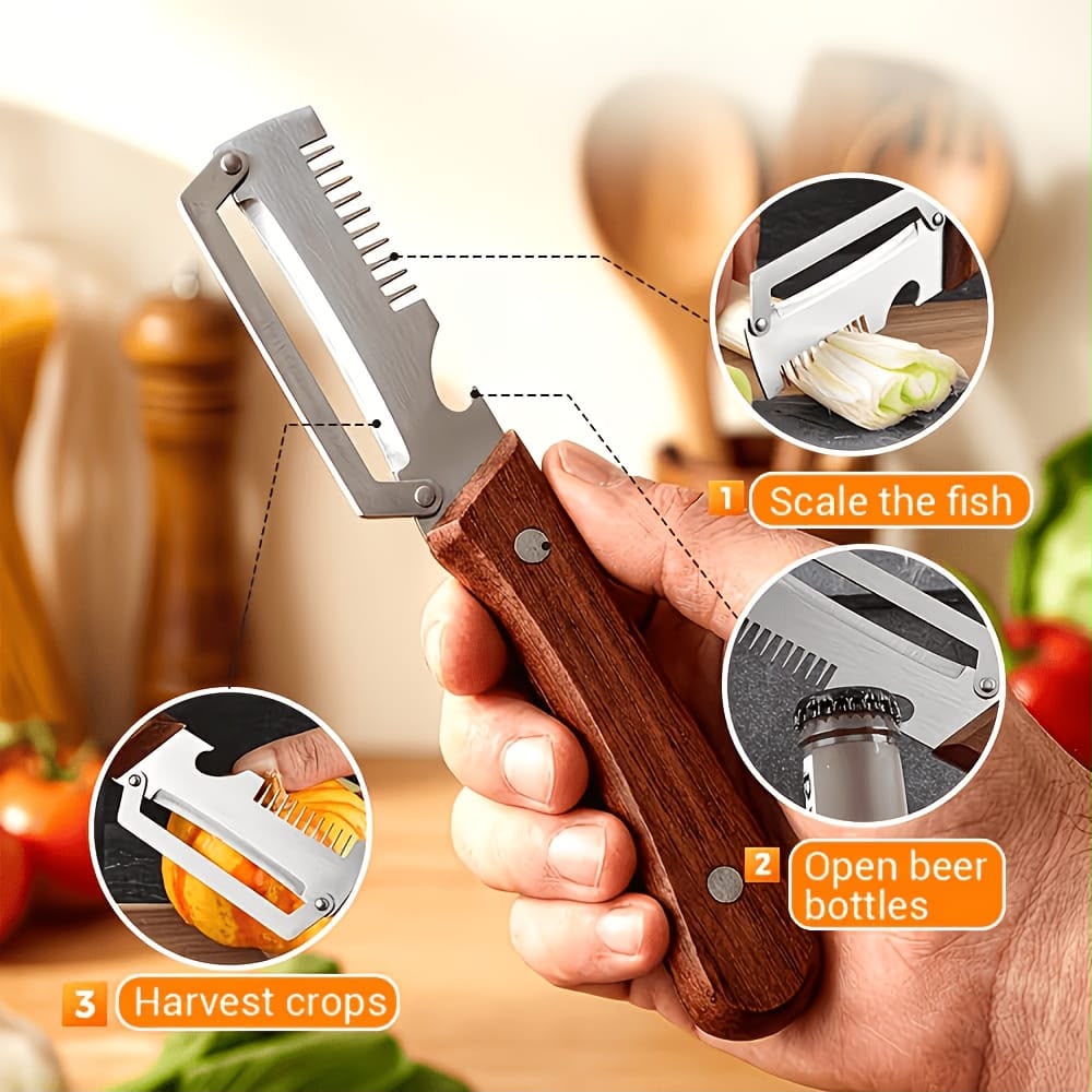 3-in-1 Serrated Peeling Knife – Multifunctional Kitchen Tool