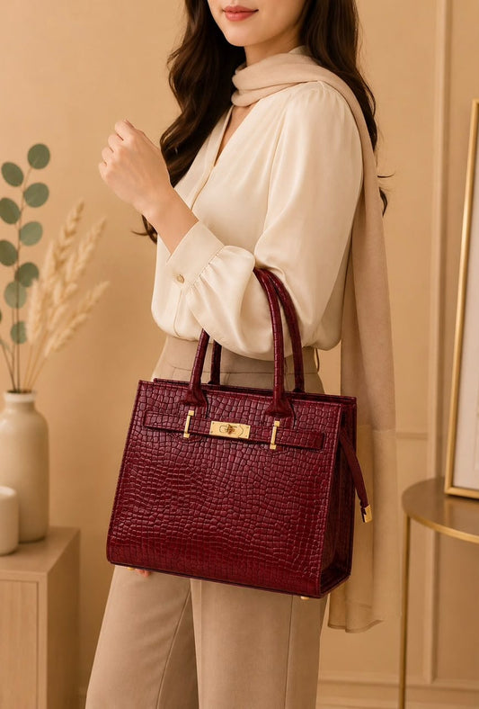 Elegant Croco Texture Handbag