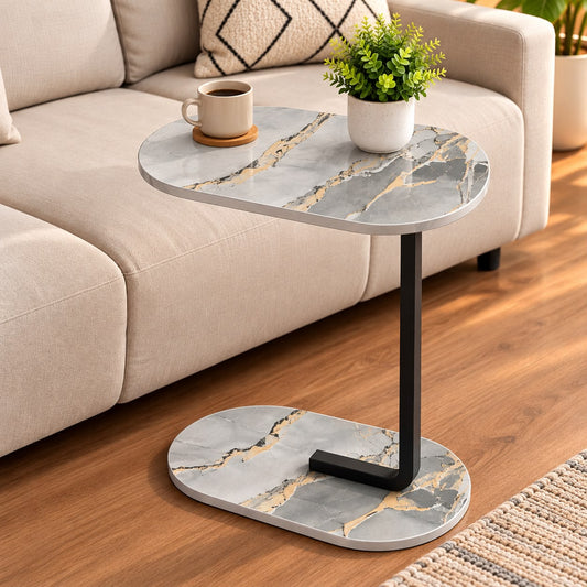 New C-Shape Wooden Side Table